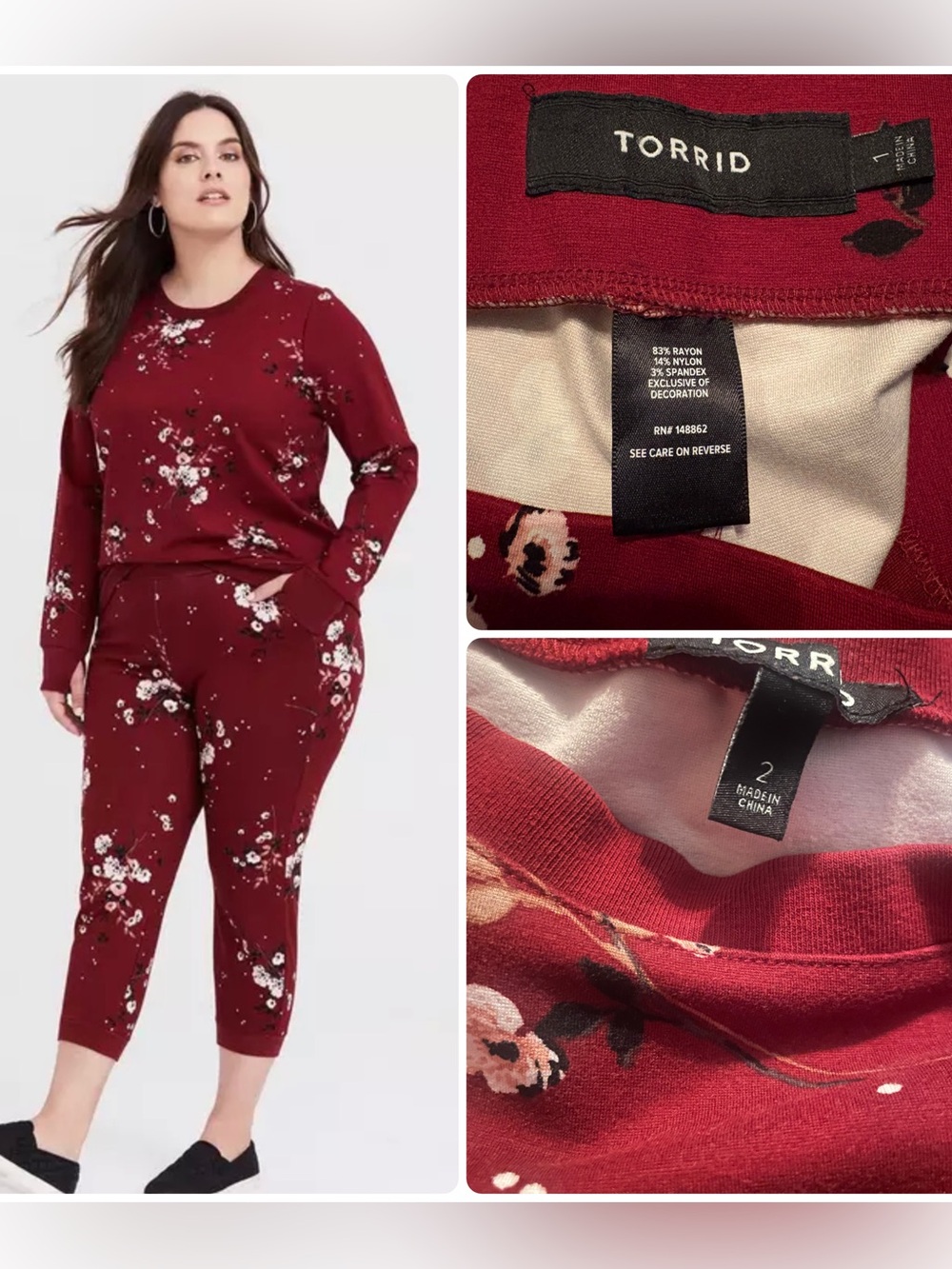 torrid Burgundy Floral Lounge Set